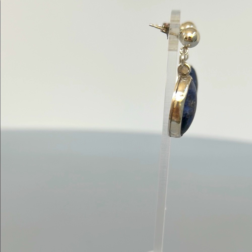 Elegant 925 silver Blue and Silver Dangle Earrings with Elegant Drop Design - Picture 2 of 6